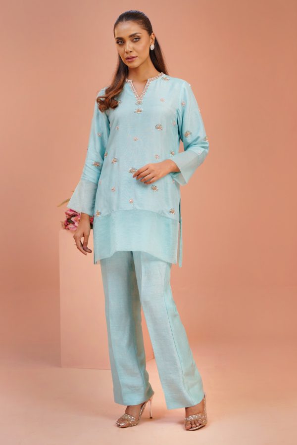 Kameez-Raw silk and Organza, Pant-Raw Silk